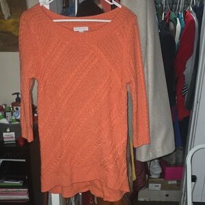 New York & Company Vibrant Orange Crew Neck Sweater